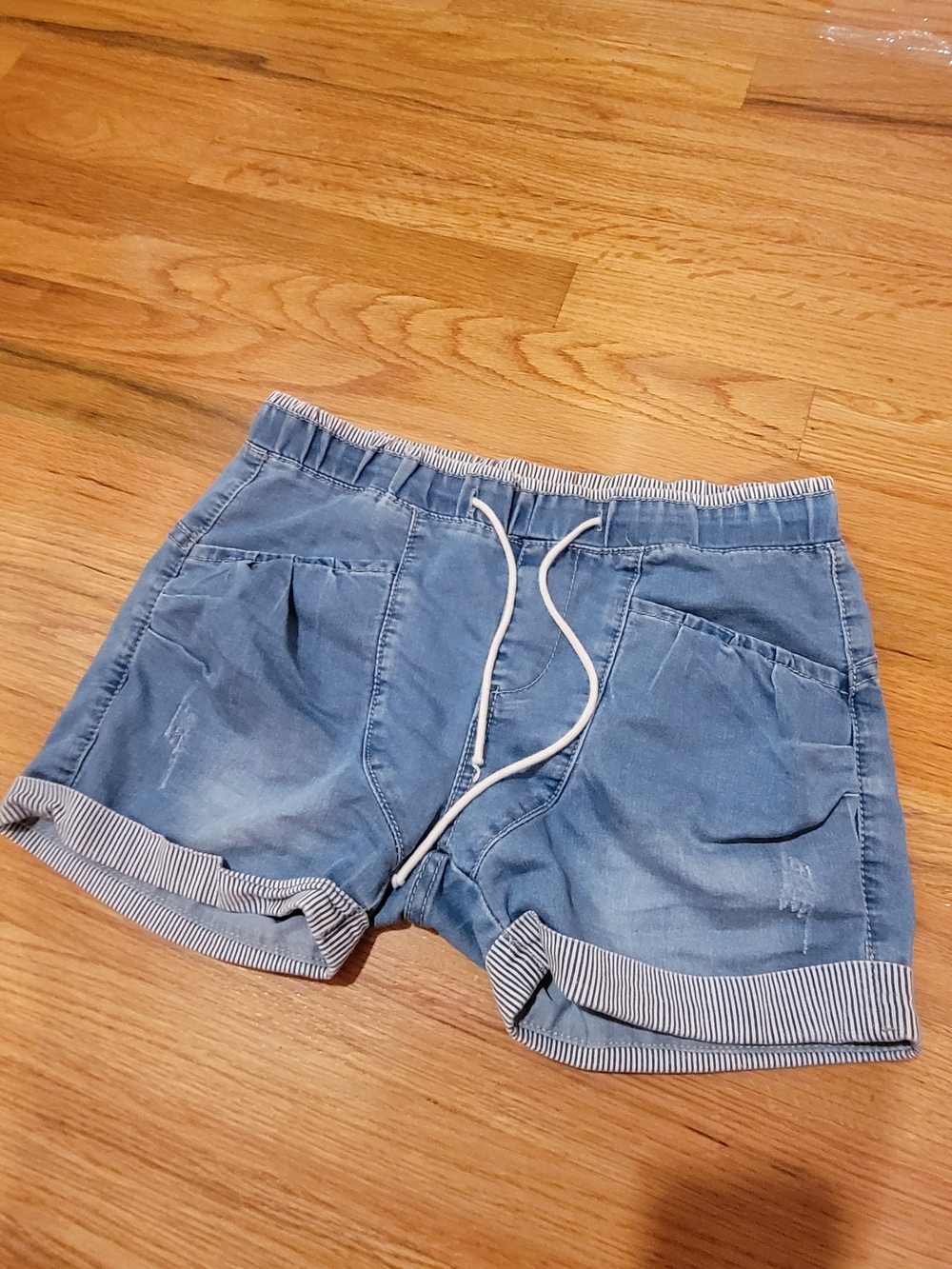 Casual Women's Light Blue Drawstring Shorts